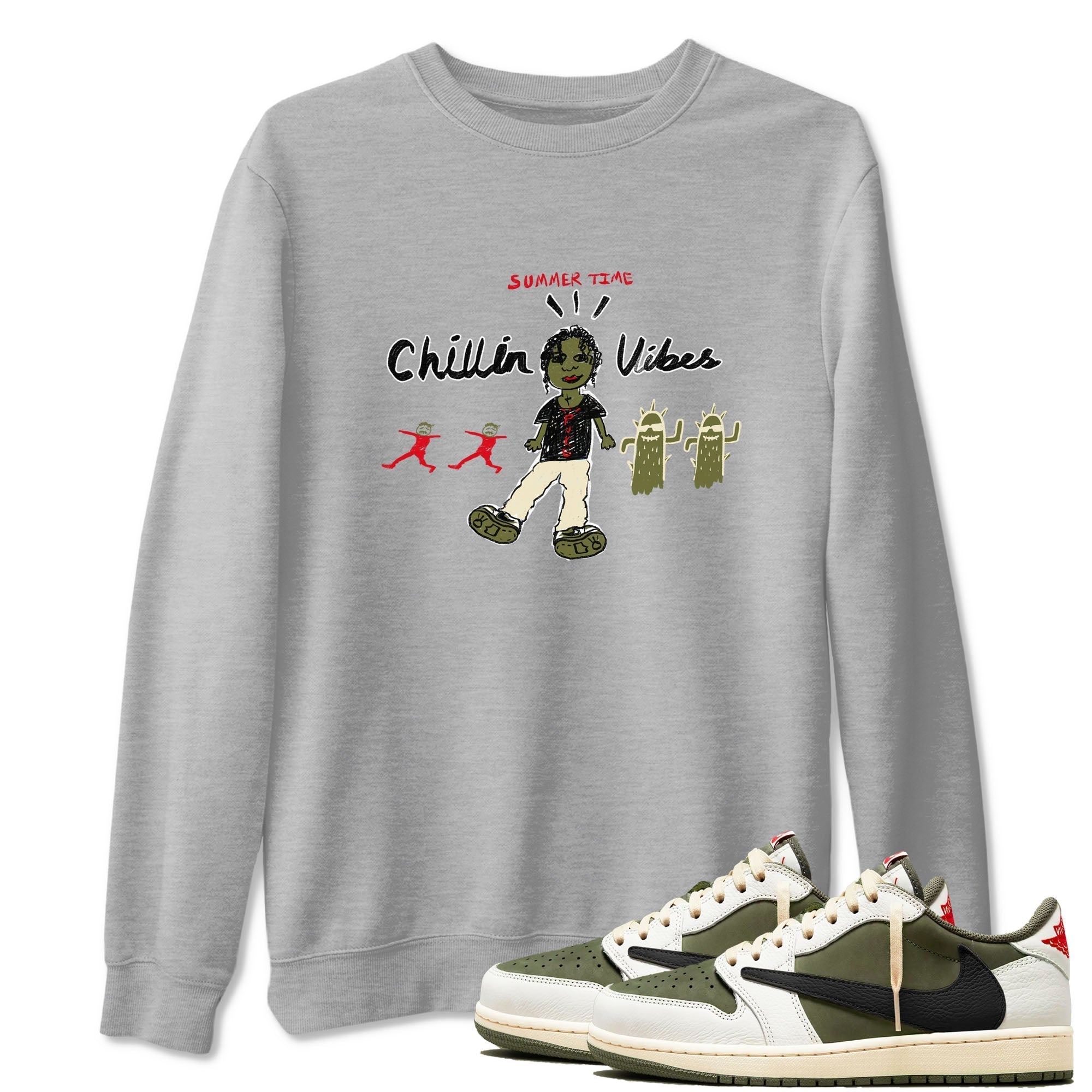 Chillin Vibes snkmatch Tees - Air Jordan 1 Travis Scott Medium Olive