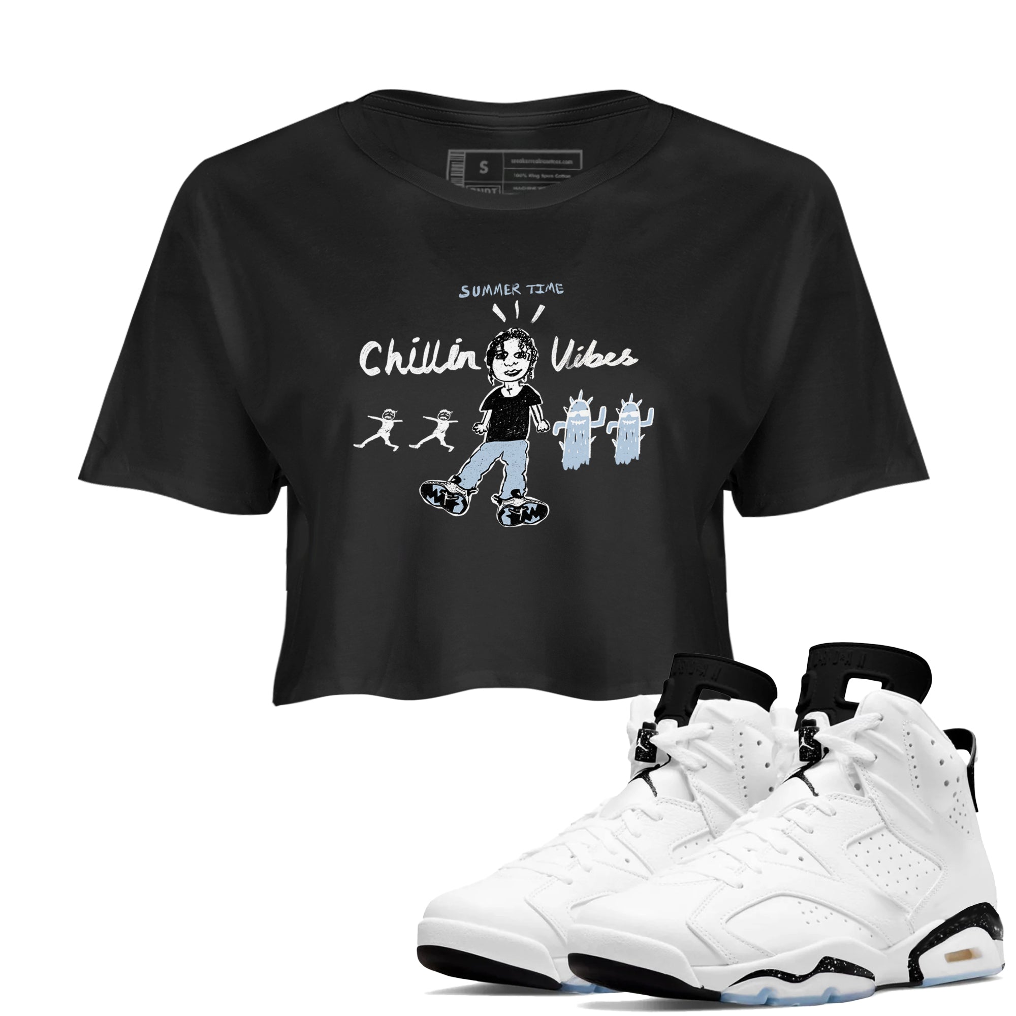 Chillin Vibes snkmatch Women's Top - Air Jordan 6 White Black
