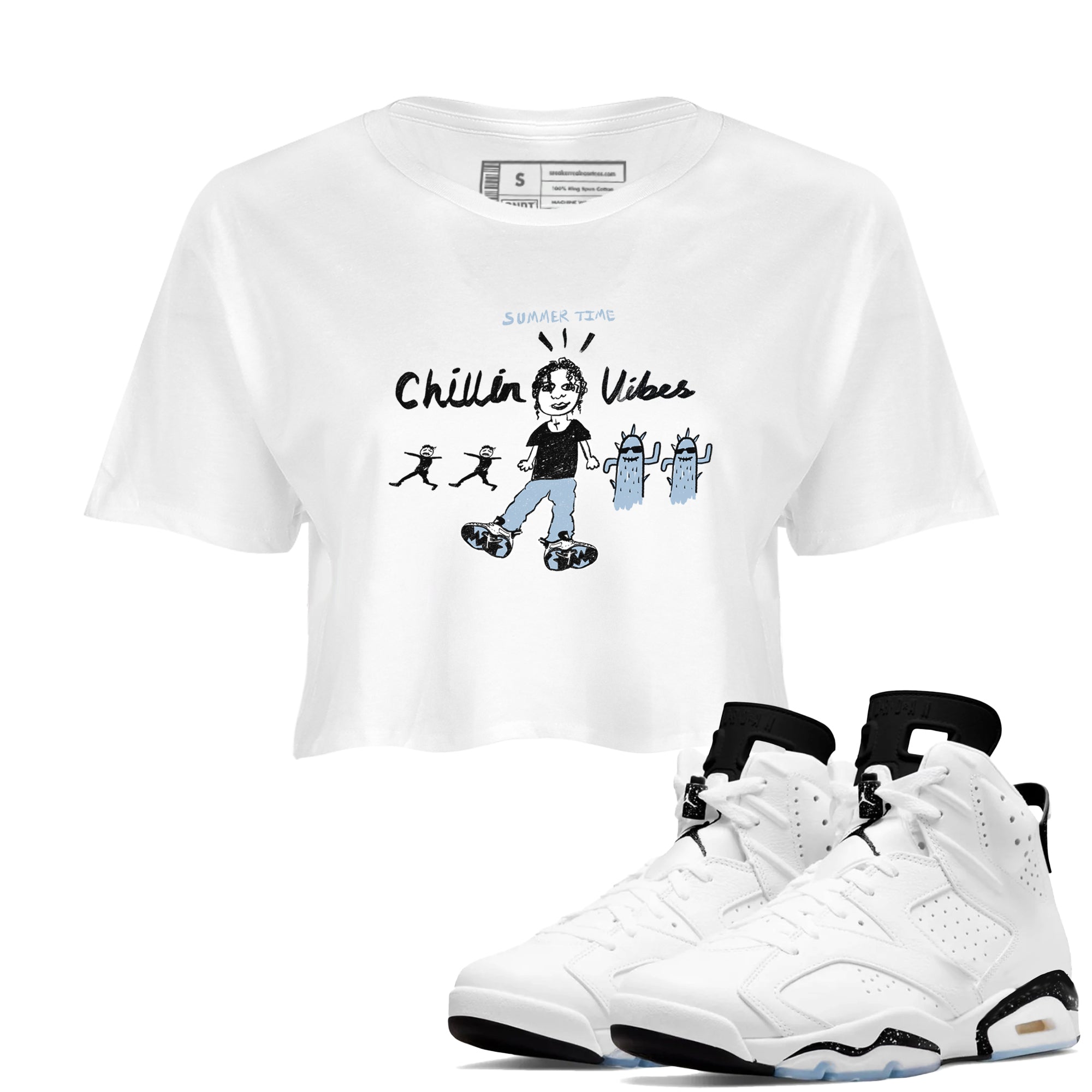 Chillin Vibes snkmatch Women's Top - Air Jordan 6 White Black