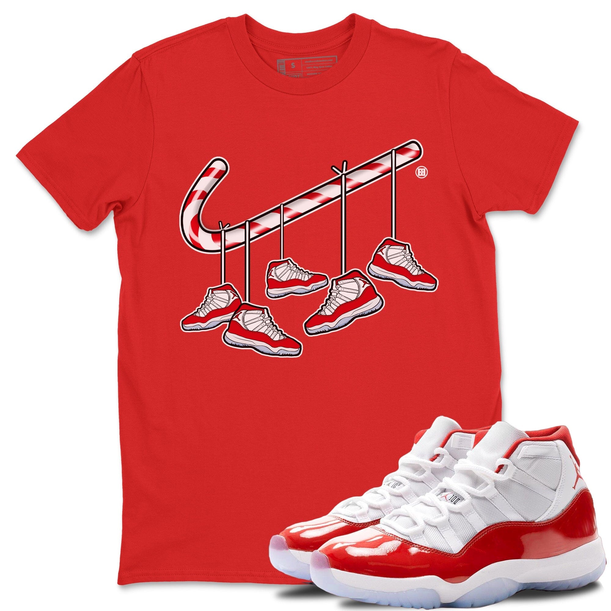 Christmas Candy Cane Unisex Tops - Air Jordan 11 Cherry