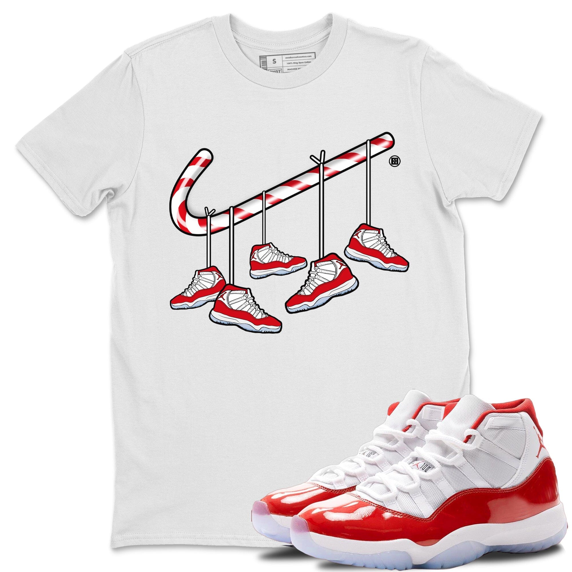Christmas Candy Cane Unisex Tops - Air Jordan 11 Cherry