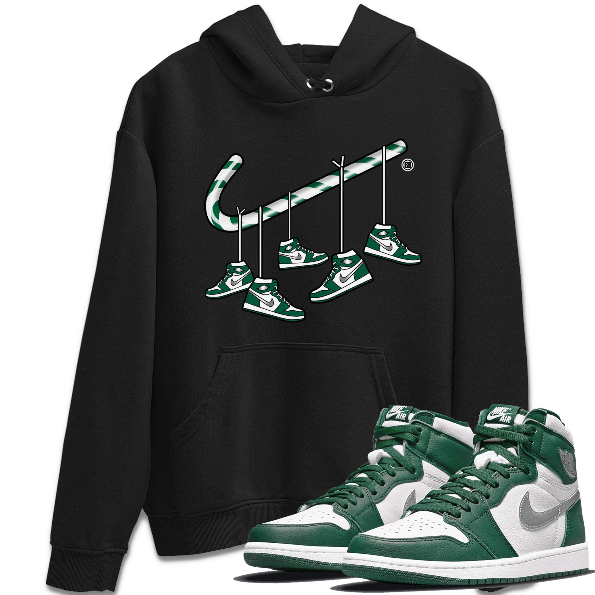 Christmas Candy Cane Unisex Tops - Air Jordan 1 Gorge Green