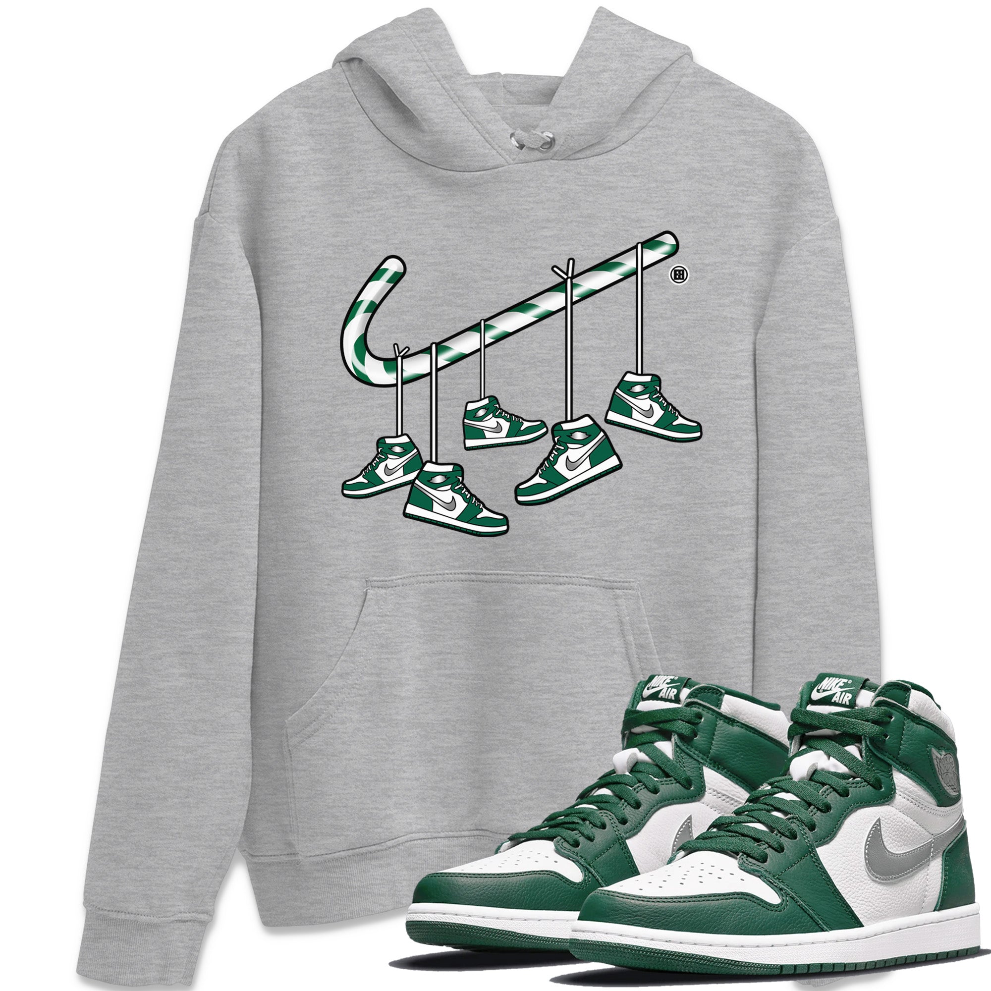 Christmas Candy Cane Unisex Tops - Air Jordan 1 Gorge Green
