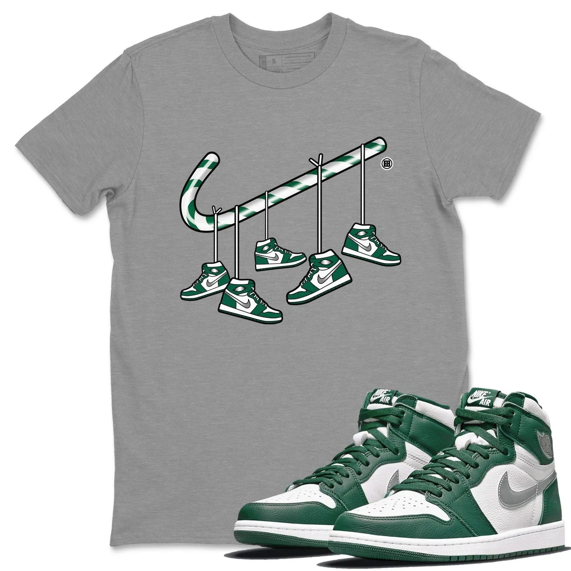 Christmas Candy Cane Unisex Tops - Air Jordan 1 Gorge Green