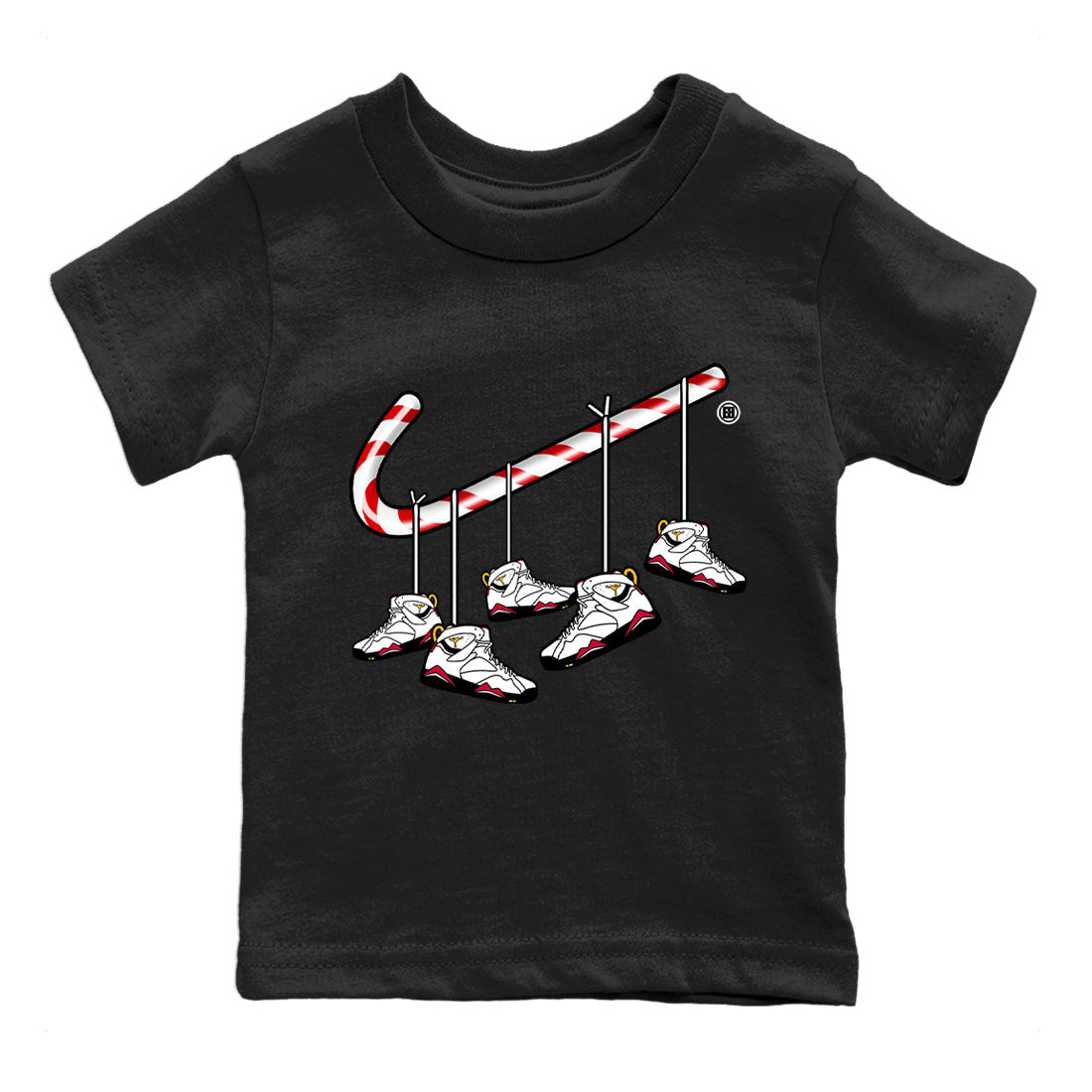Christmas Candy Cane Kids Tops - Air Jordan 7 Cardinal