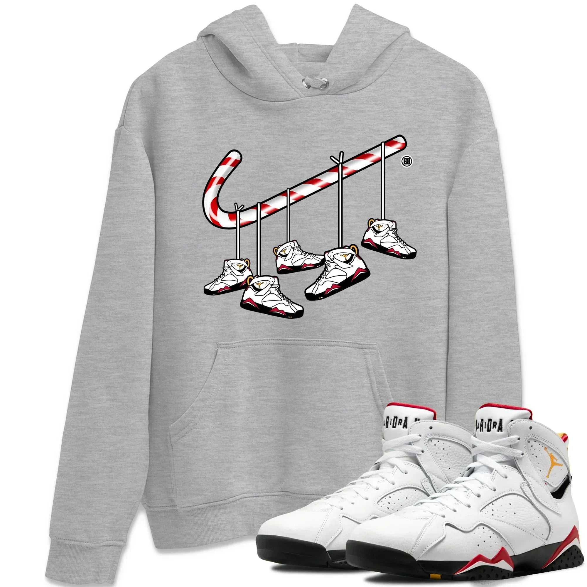 Christmas Candy Cane Unisex Tops - Air Jordan 7 Cardinal