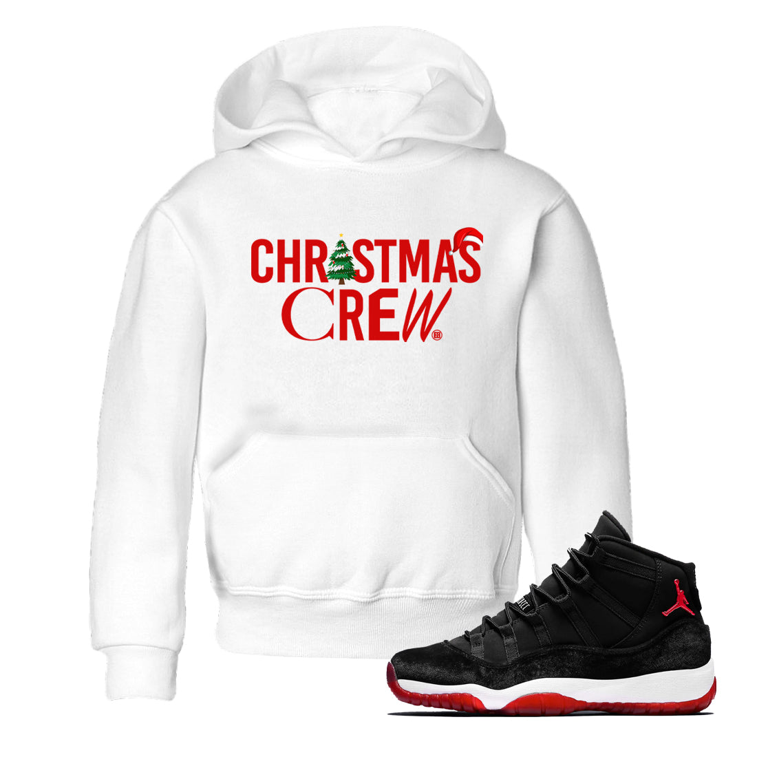 Christmas Crew snkmatch Tees Kids - Air Jordan 11 Bred Velvet