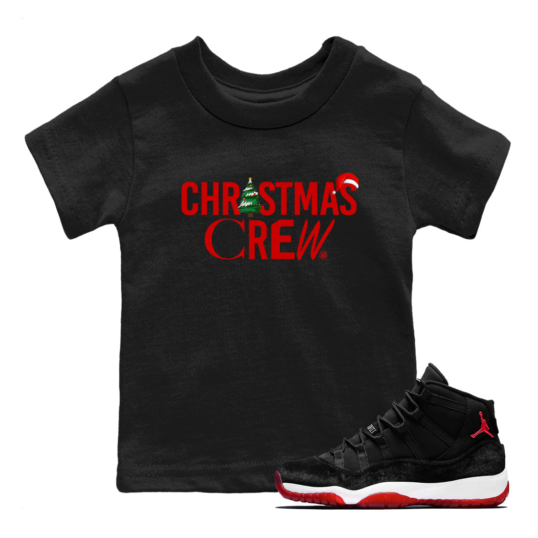 Christmas Crew snkmatch Tees Kids - Air Jordan 11 Bred Velvet
