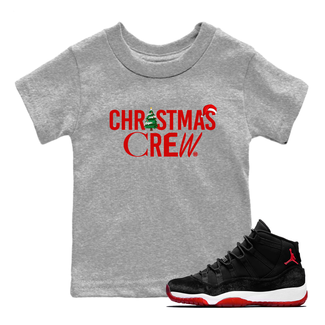 Christmas Crew snkmatch Tees Kids - Air Jordan 11 Bred Velvet