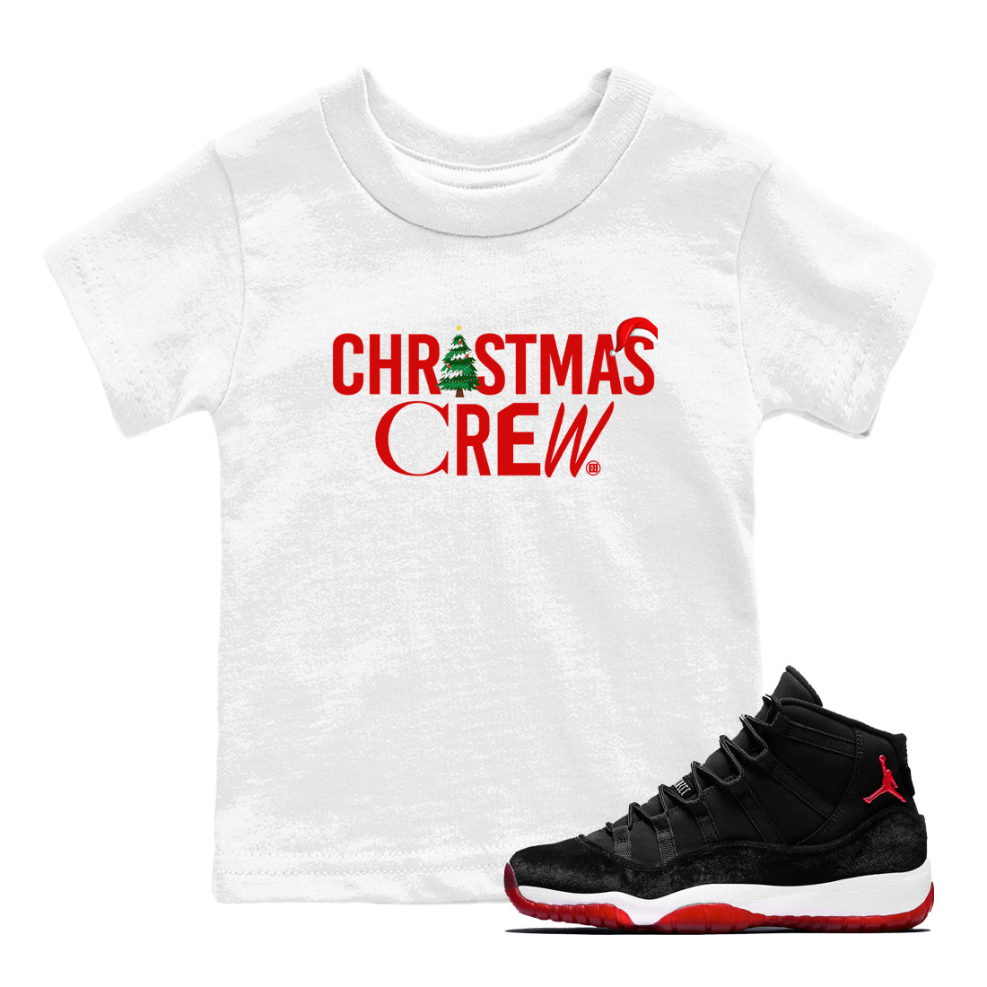 Christmas Crew snkmatch Tees Kids - Air Jordan 11 Bred Velvet