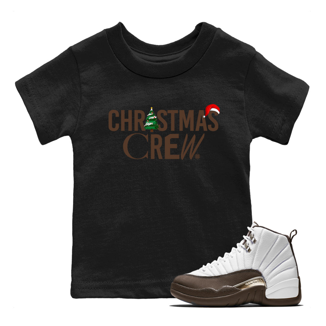Christmas Crew snkmatch Tees Kids - Air Jordan 12 Baroque Brown