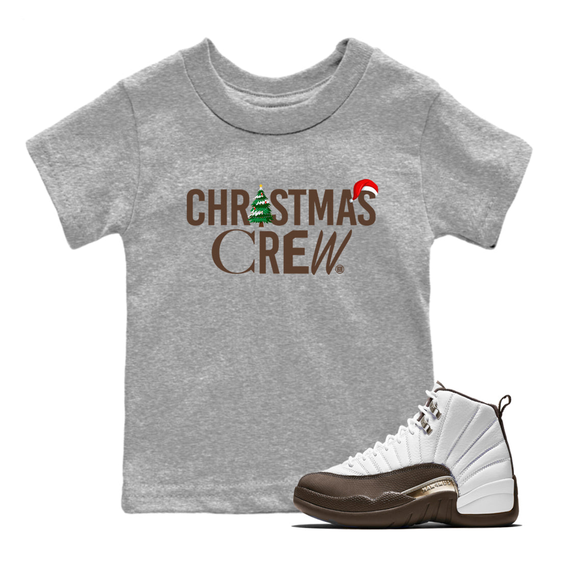 Christmas Crew snkmatch Tees Kids - Air Jordan 12 Baroque Brown