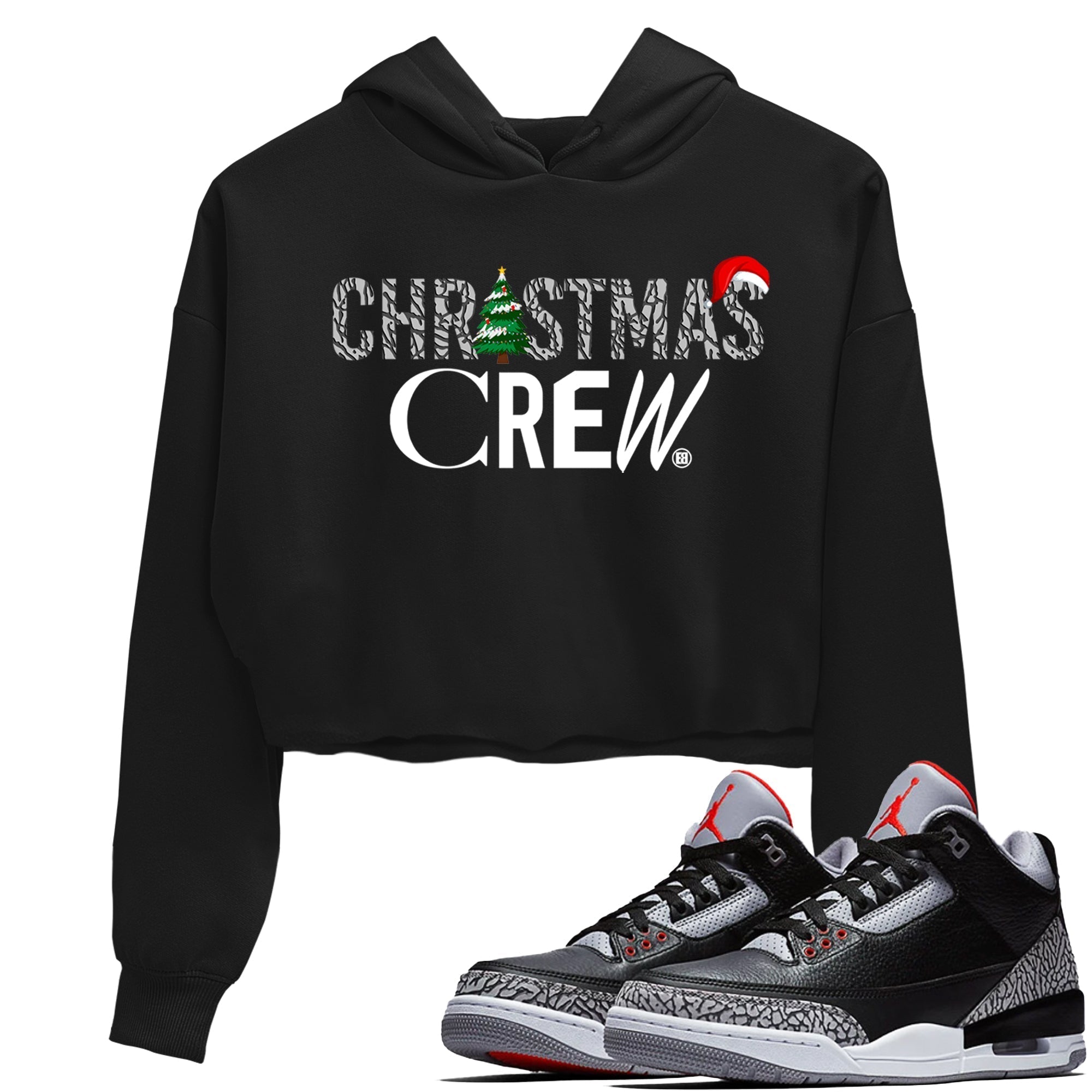 Christmas Crew snkmatch Women's Top - Air Jordan 3 Black Cement
