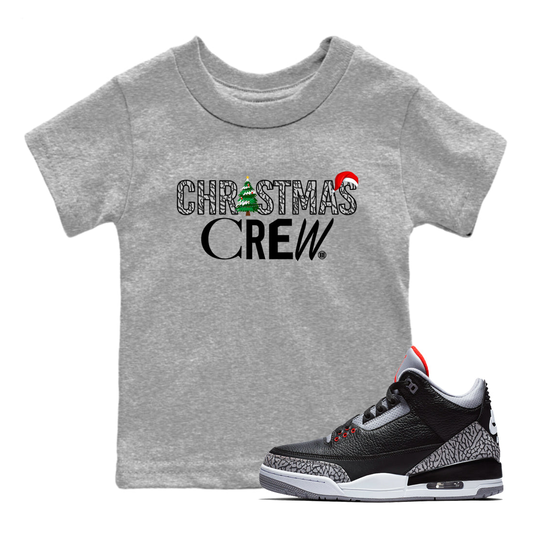 Christmas Crew snkmatch Tees Kids - Air Jordan 3 Black Cement