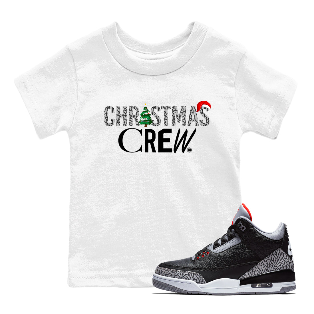 Christmas Crew snkmatch Tees Kids - Air Jordan 3 Black Cement