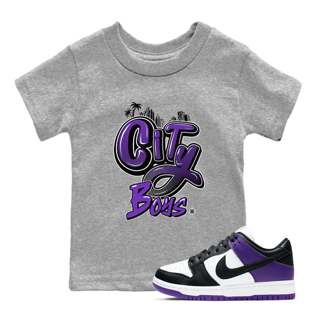 City Boys snkmatch Tees Kids - Dunk Low Court Purple