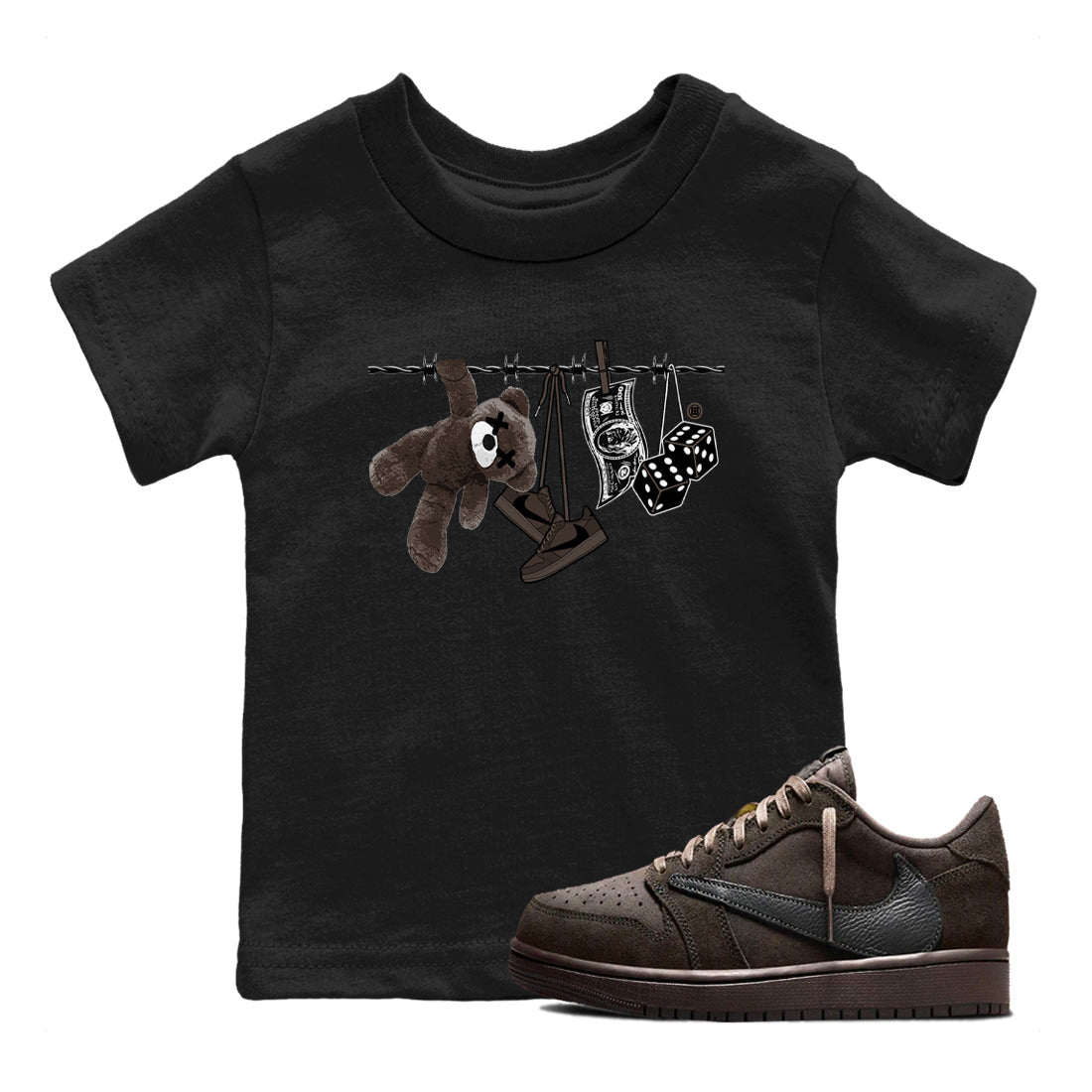 Clothesline snkmatch Tees Kids - Air Jordan 1 Travis Scott Velvet Brown