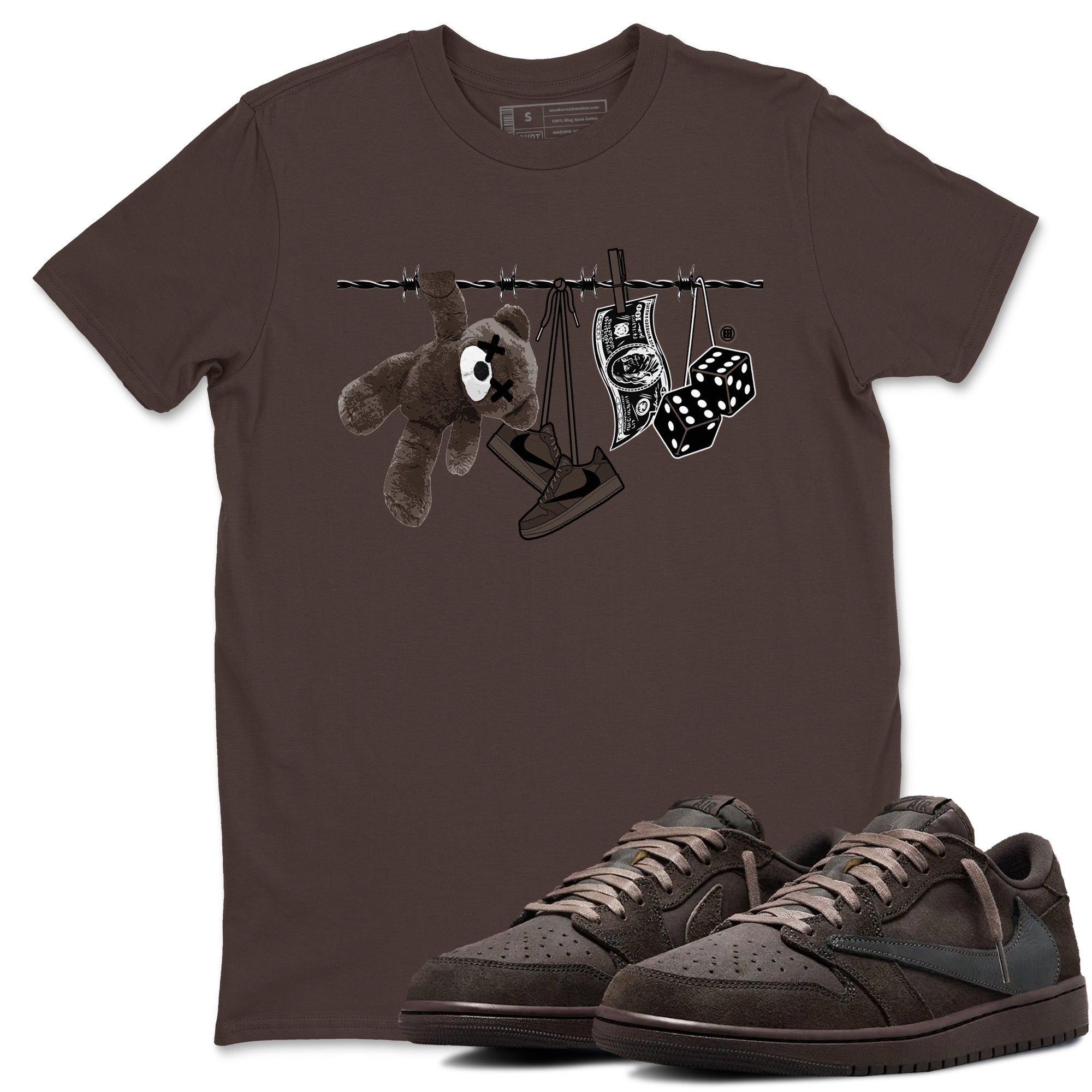 Clothesline snkmatch Tees - Air Jordan 1 Travis Scott Velvet Brown