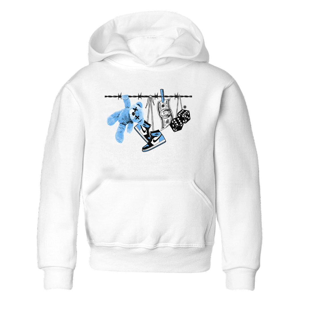 Clothesline Kids Tops - Air Jordan 1 UNC Toe
