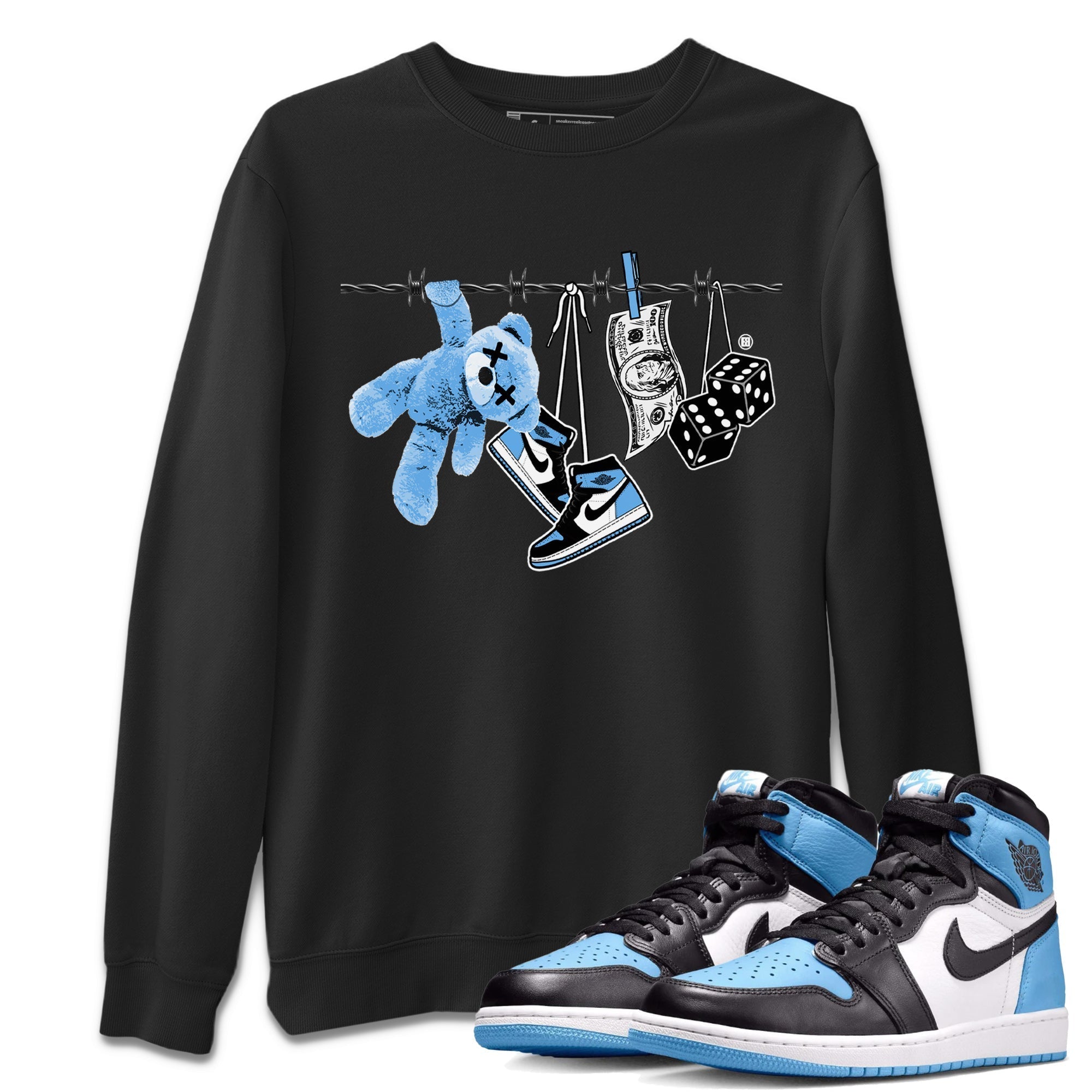 Clothesline Unisex Tops - Air Jordan 1 UNC Toe