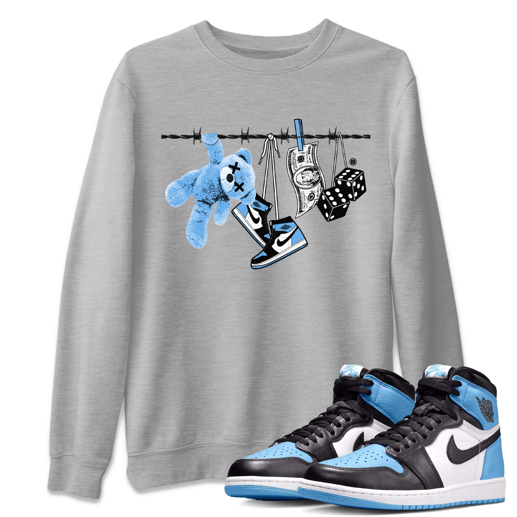 Clothesline Unisex Tops - Air Jordan 1 UNC Toe