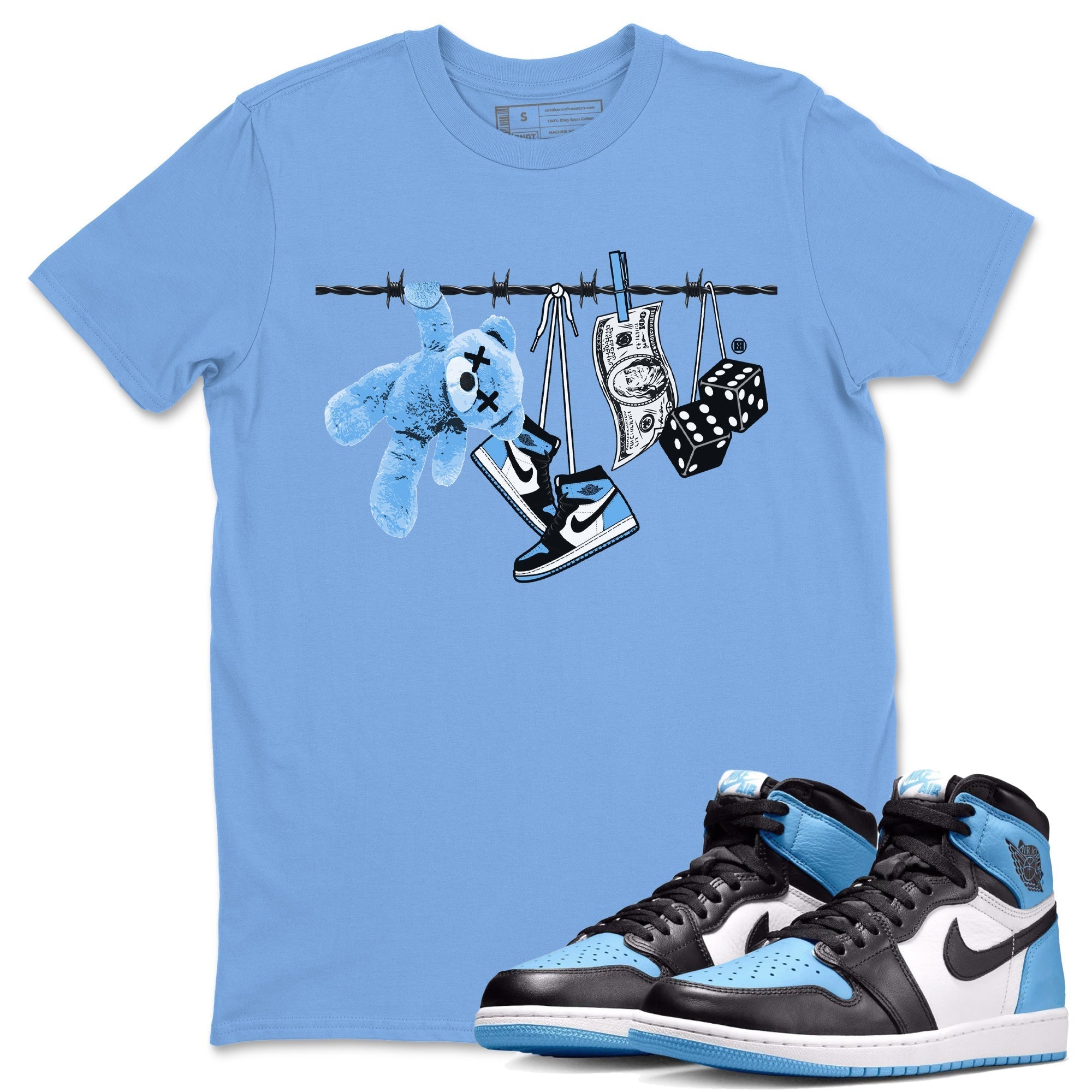 Clothesline Unisex Tops - Air Jordan 1 UNC Toe