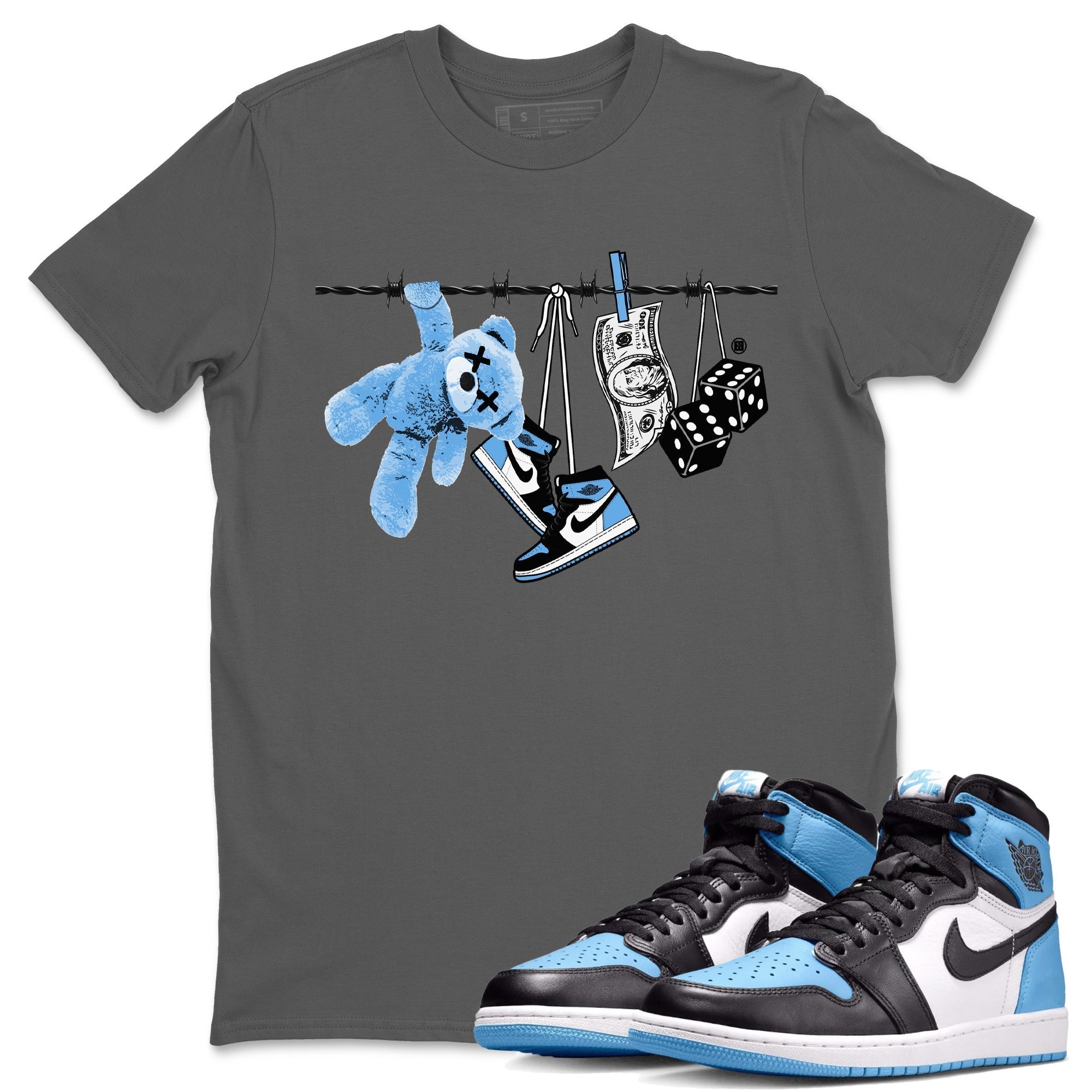 Clothesline Unisex Tops - Air Jordan 1 UNC Toe