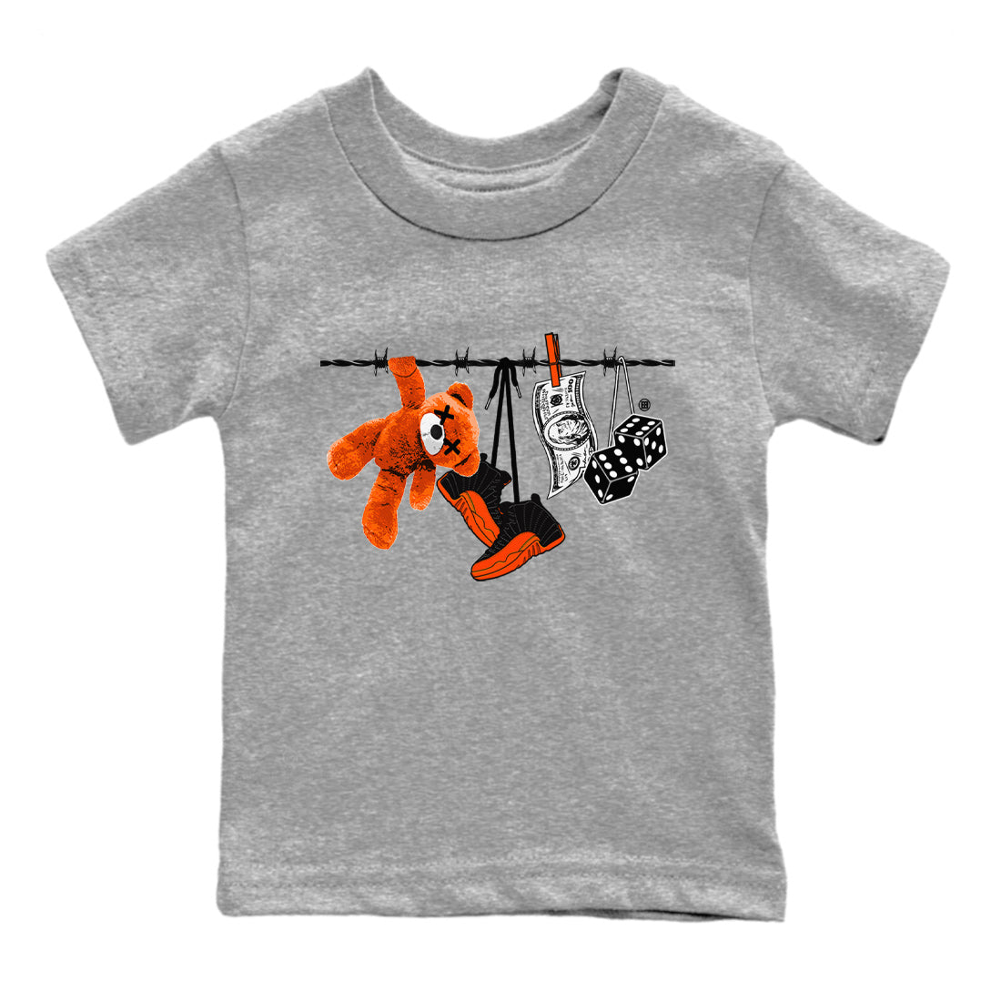 Clothesline Kids Tops - Air Jordan 12 Brilliant Orange