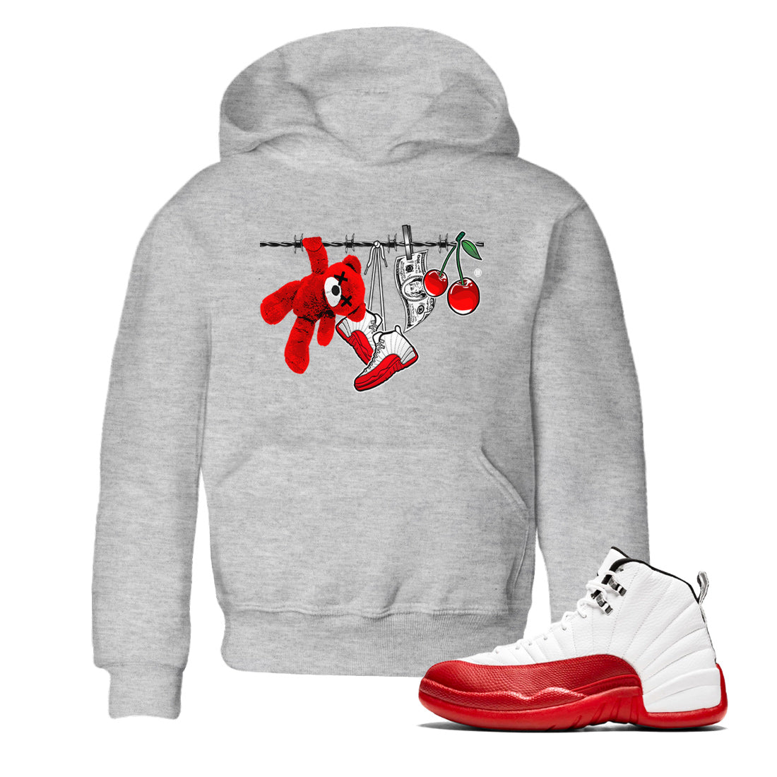 Clothesline Kids Tops - Air Jordan 12 Cherry