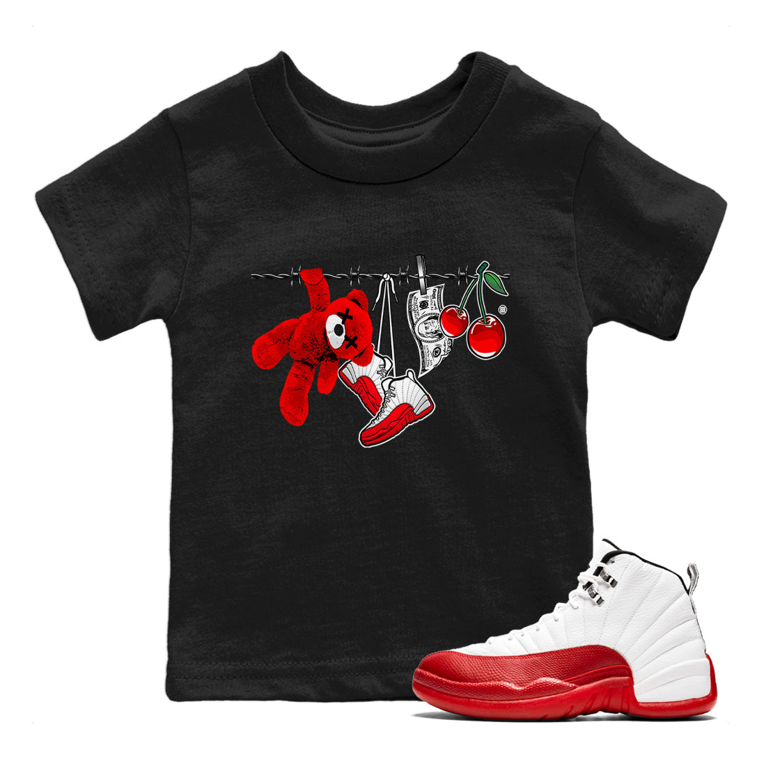 Clothesline Kids Tops - Air Jordan 12 Cherry