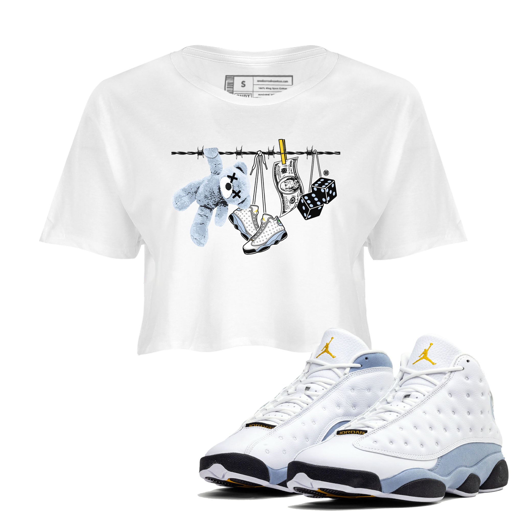 Clothesline snkmatch Women's Top - Air Jordan 13 Blue Grey