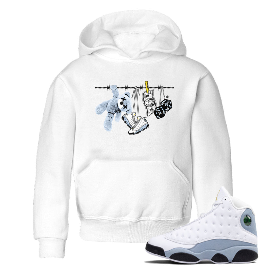 Clothesline snkmatch Tees Kids - Air Jordan 13 Blue Grey