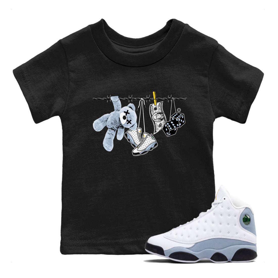 Clothesline snkmatch Tees Kids - Air Jordan 13 Blue Grey