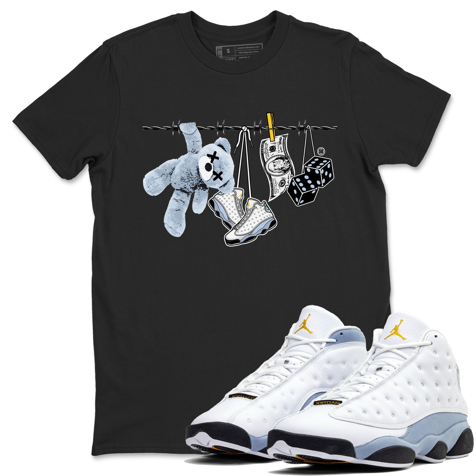 Clothesline snkmatch Tees - Air Jordan 13 Blue Grey