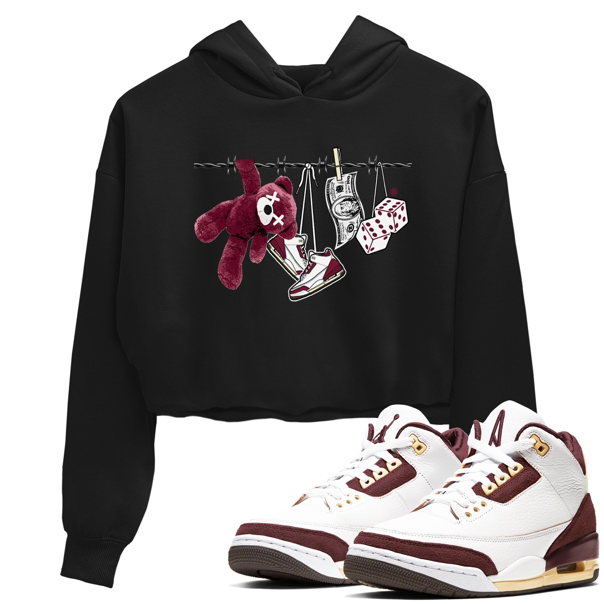 Clothesline snkmatch Women's Top - Air Jordan 3 A Ma Maniere x Burgundy Crush