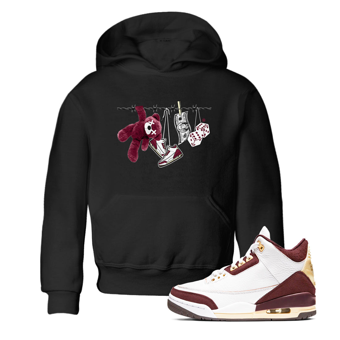Clothesline snkmatch Tees Kids - Air Jordan 3 A Ma Maniere x Burgundy Crush