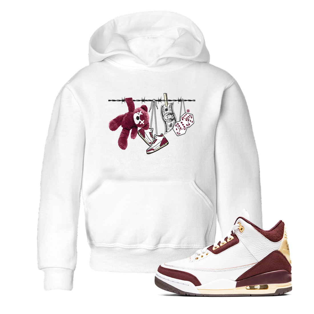 Clothesline snkmatch Tees Kids - Air Jordan 3 A Ma Maniere x Burgundy Crush
