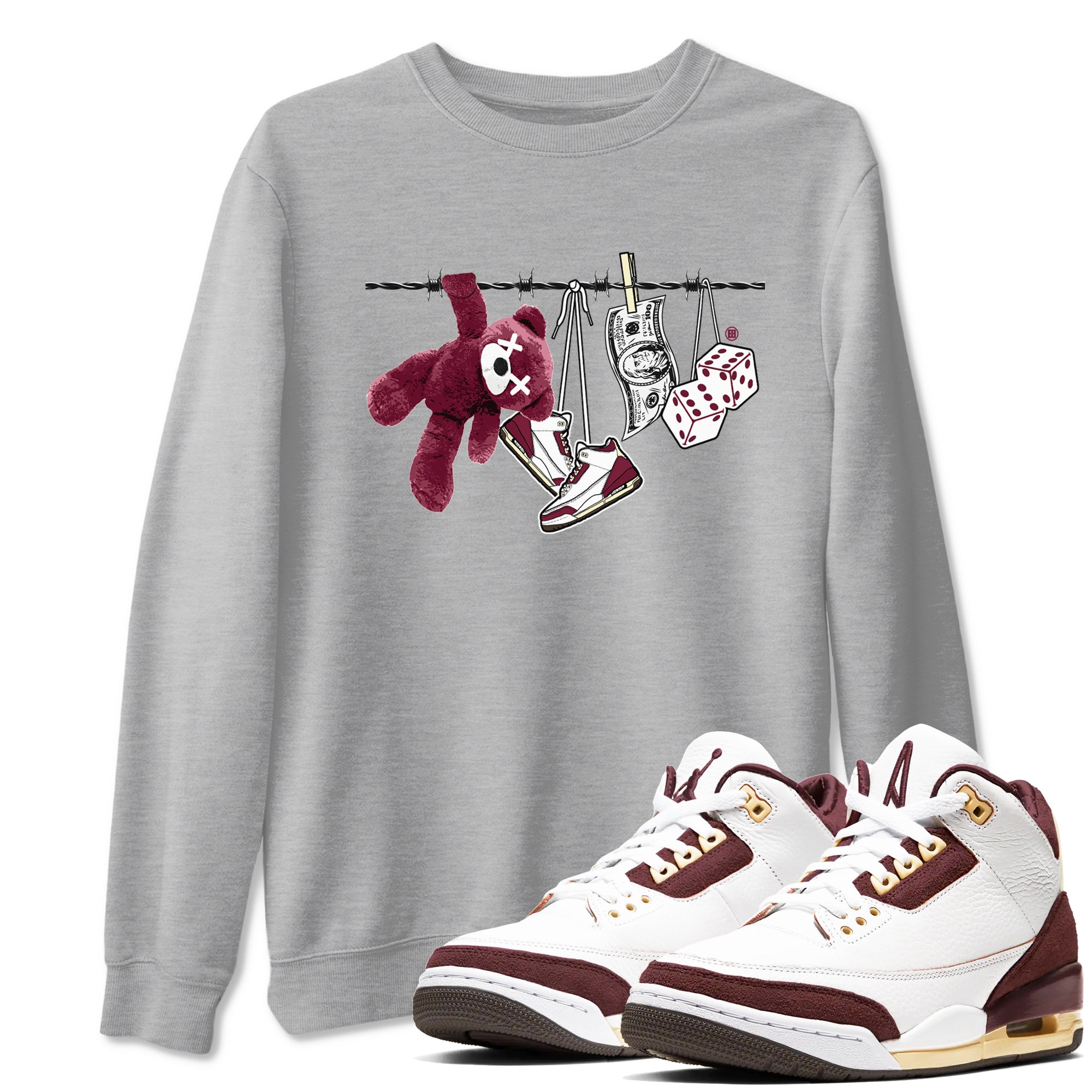 Clothesline snkmatch Tees - Air Jordan 3 A Ma Maniere x Burgundy Crush