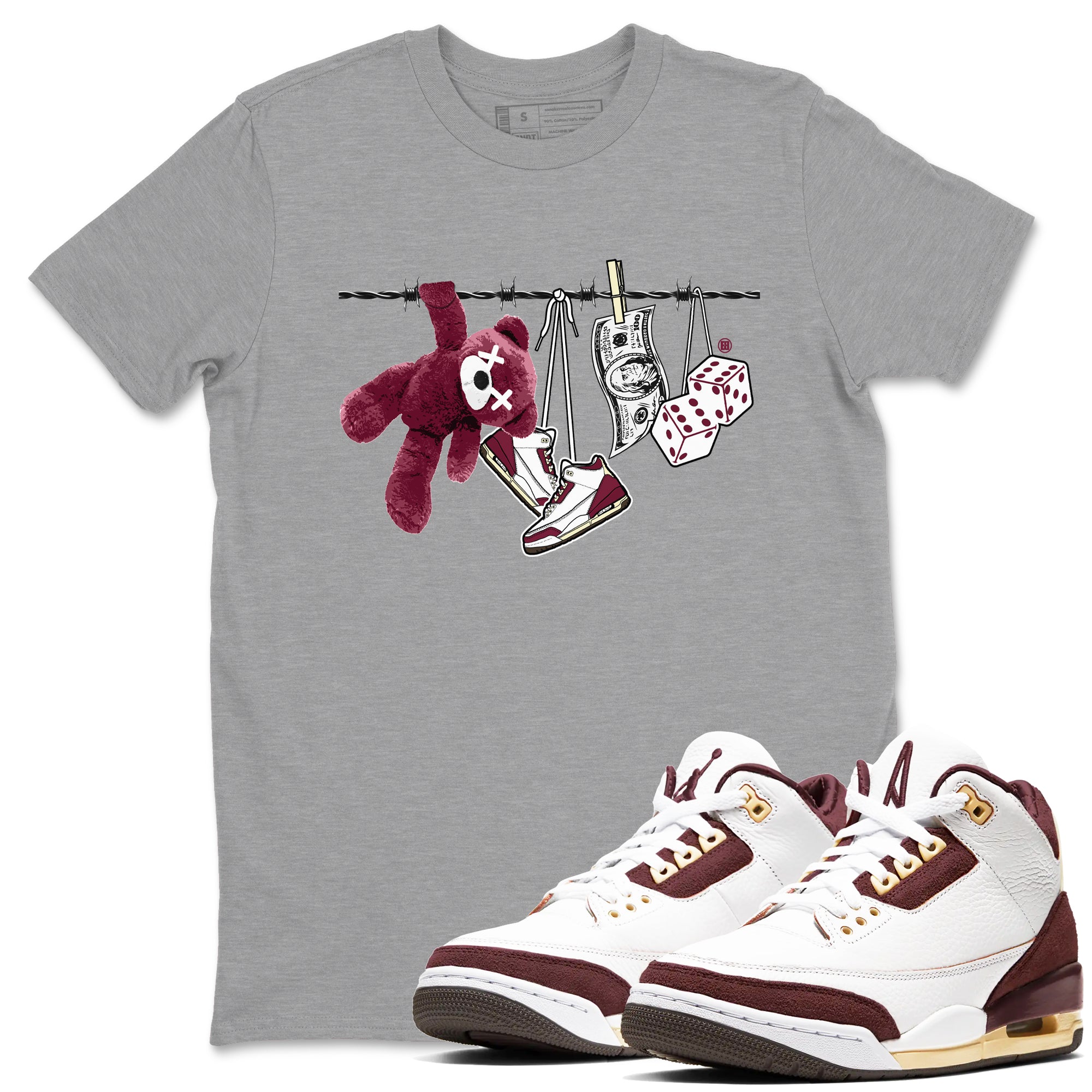 Clothesline snkmatch Tees - Air Jordan 3 A Ma Maniere x Burgundy Crush
