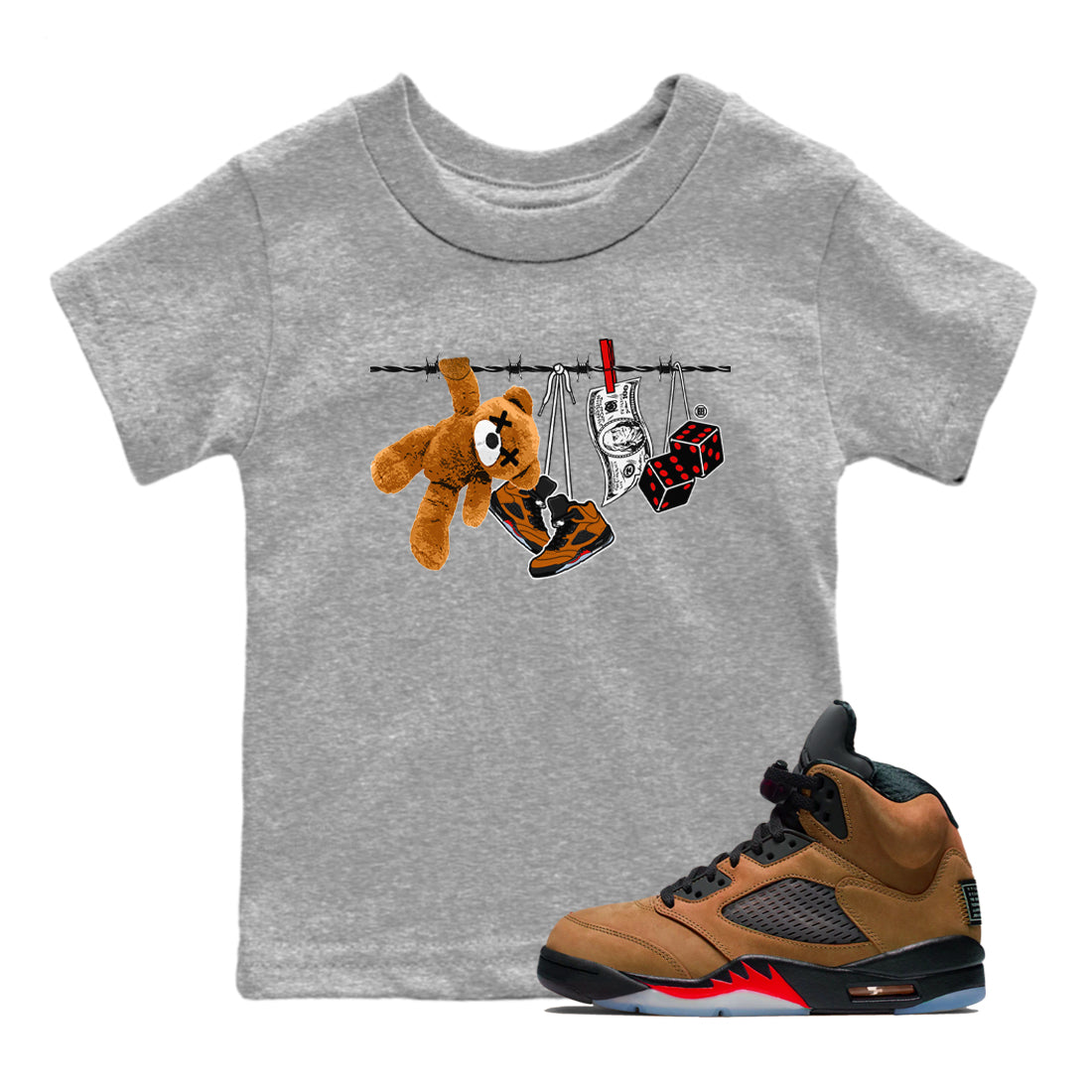 Clothesline snkmatch Tees Kids - Air Jordan 5 Archaeo Brown