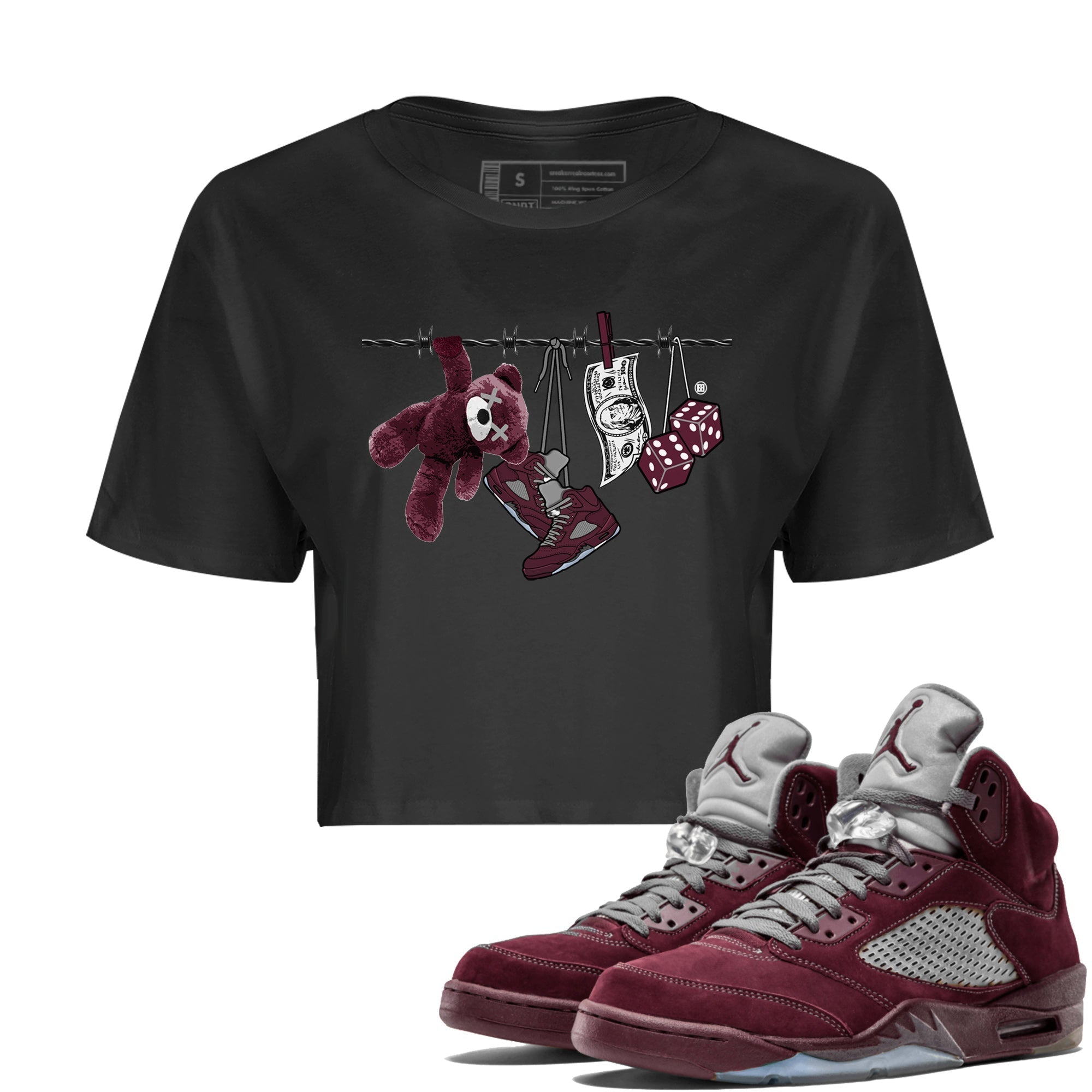 Clothesline Women's Tops - Air Jordan 5 Burgundy