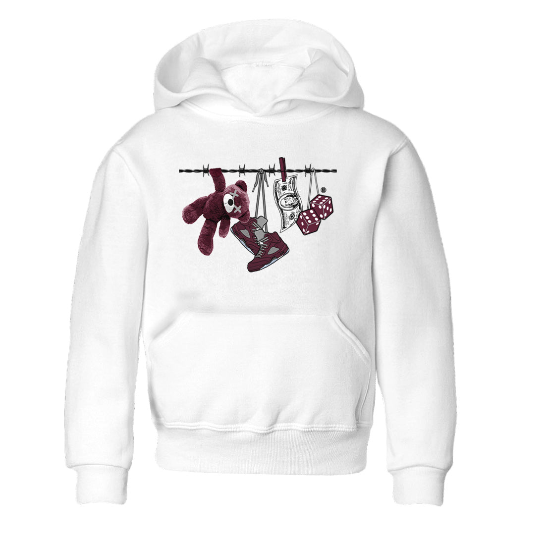 Clothesline Kids Tops - Air Jordan 5 Burgundy