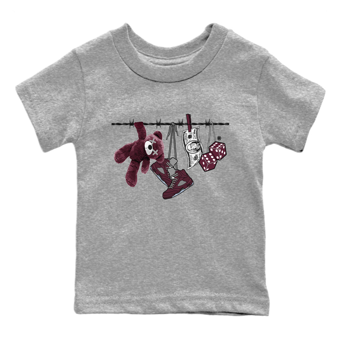 Clothesline Kids Tops - Air Jordan 5 Burgundy