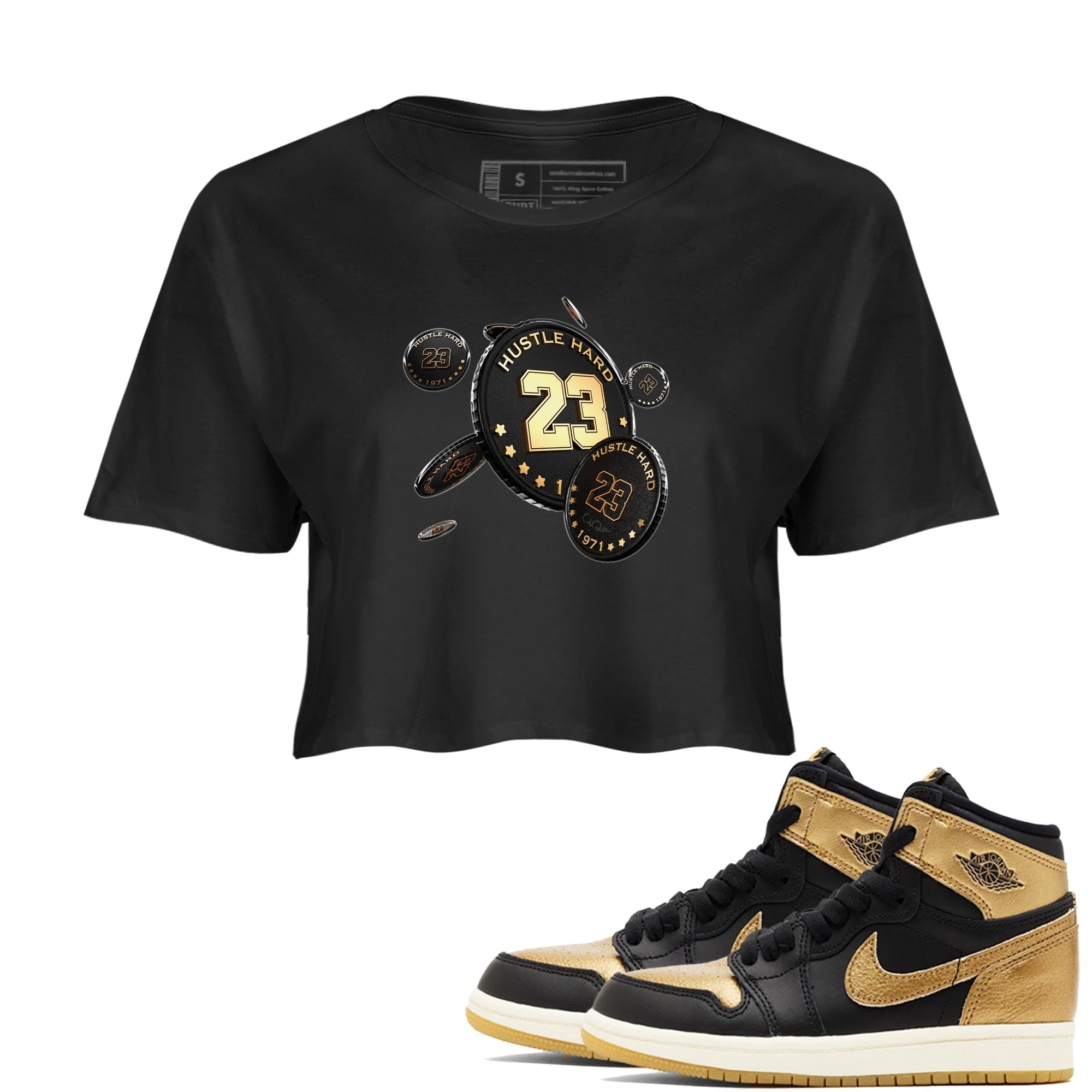 Coin Drop snkmatch Women's Top - Air Jordan 1 Black Metallic Gold