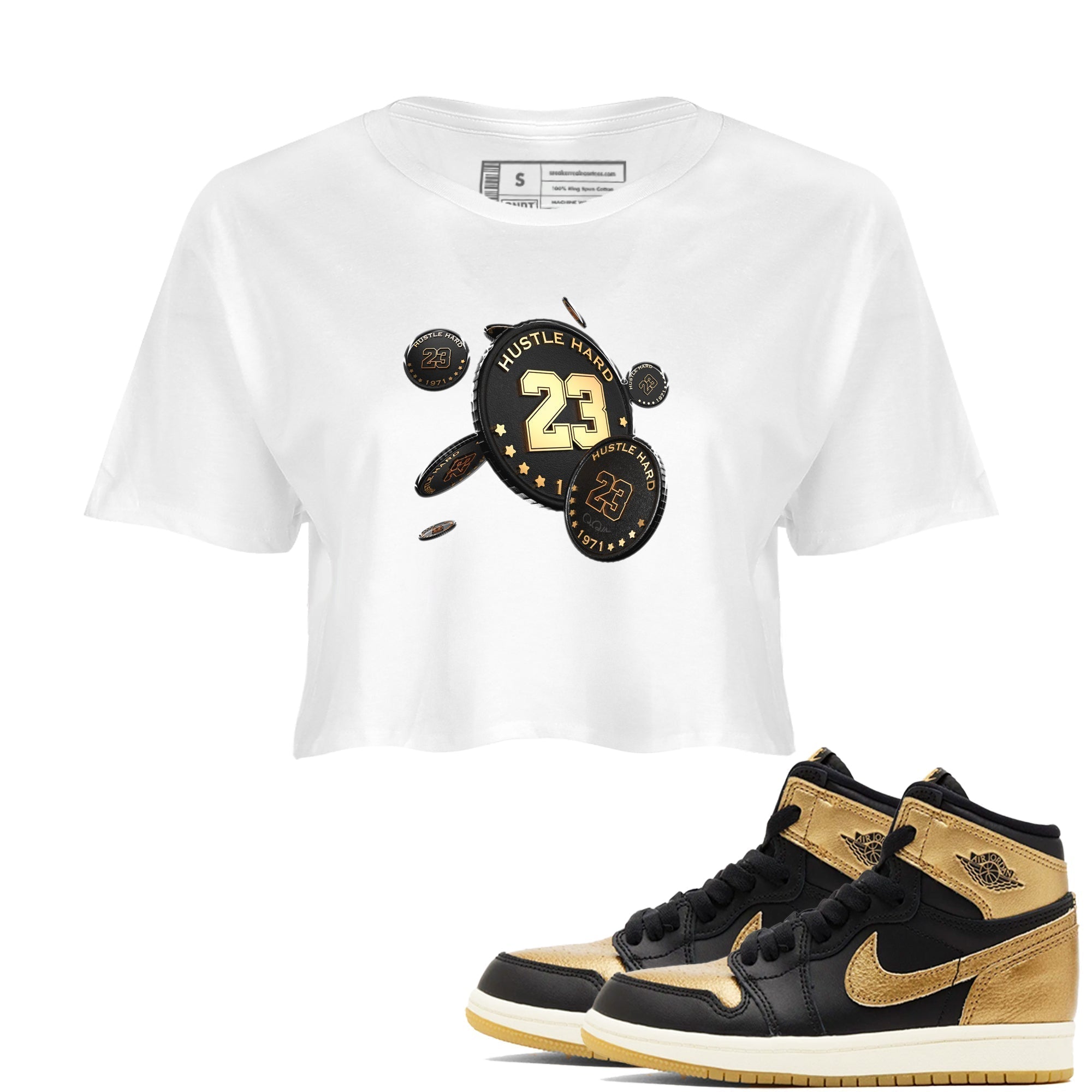 Coin Drop snkmatch Women's Top - Air Jordan 1 Black Metallic Gold