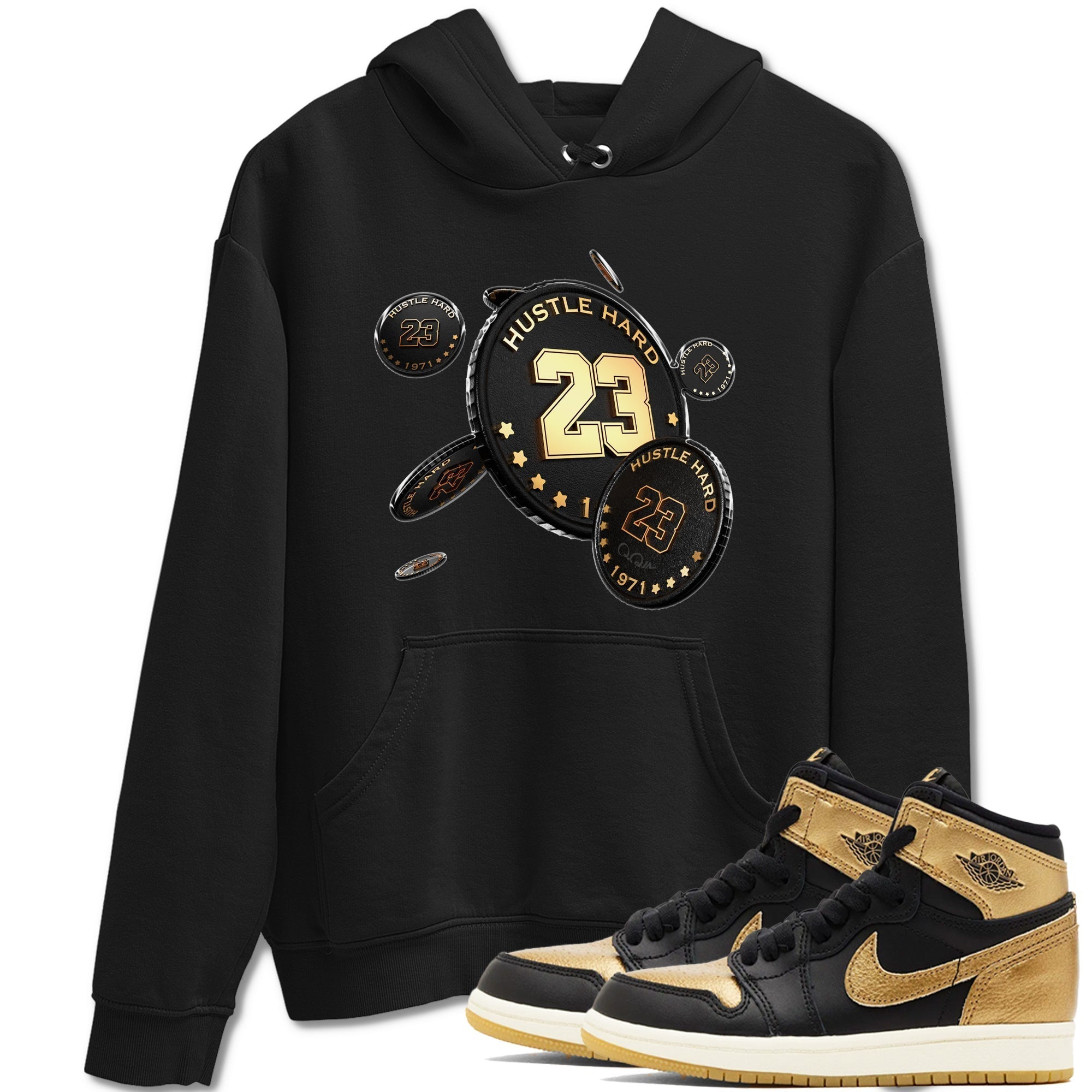 Coin Drop snkmatch Tees - Air Jordan 1 Black Metallic Gold
