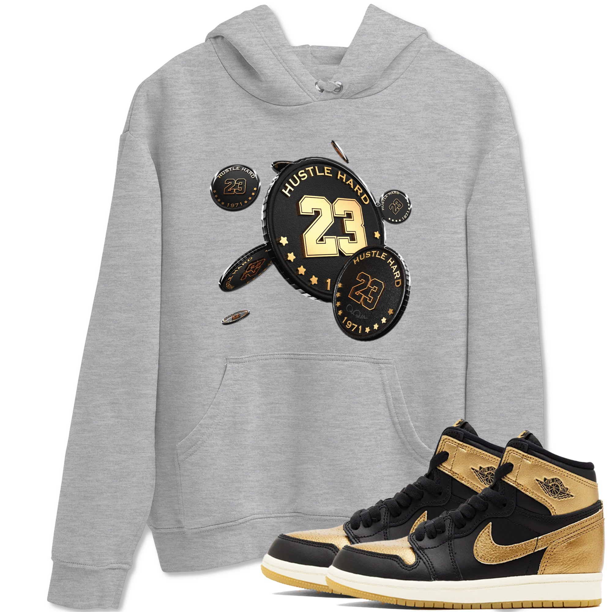 Coin Drop snkmatch Tees - Air Jordan 1 Black Metallic Gold