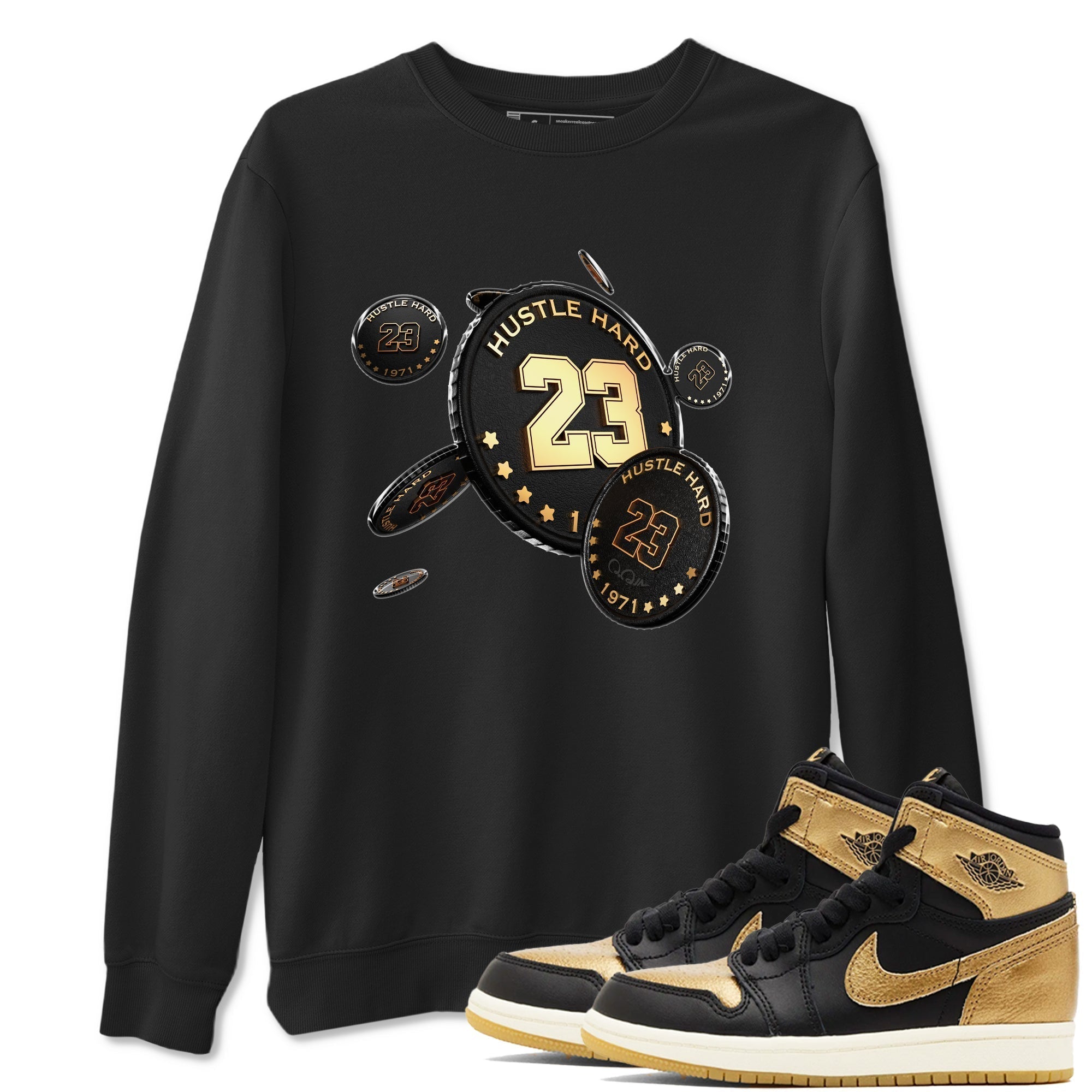 Coin Drop snkmatch Tees - Air Jordan 1 Black Metallic Gold
