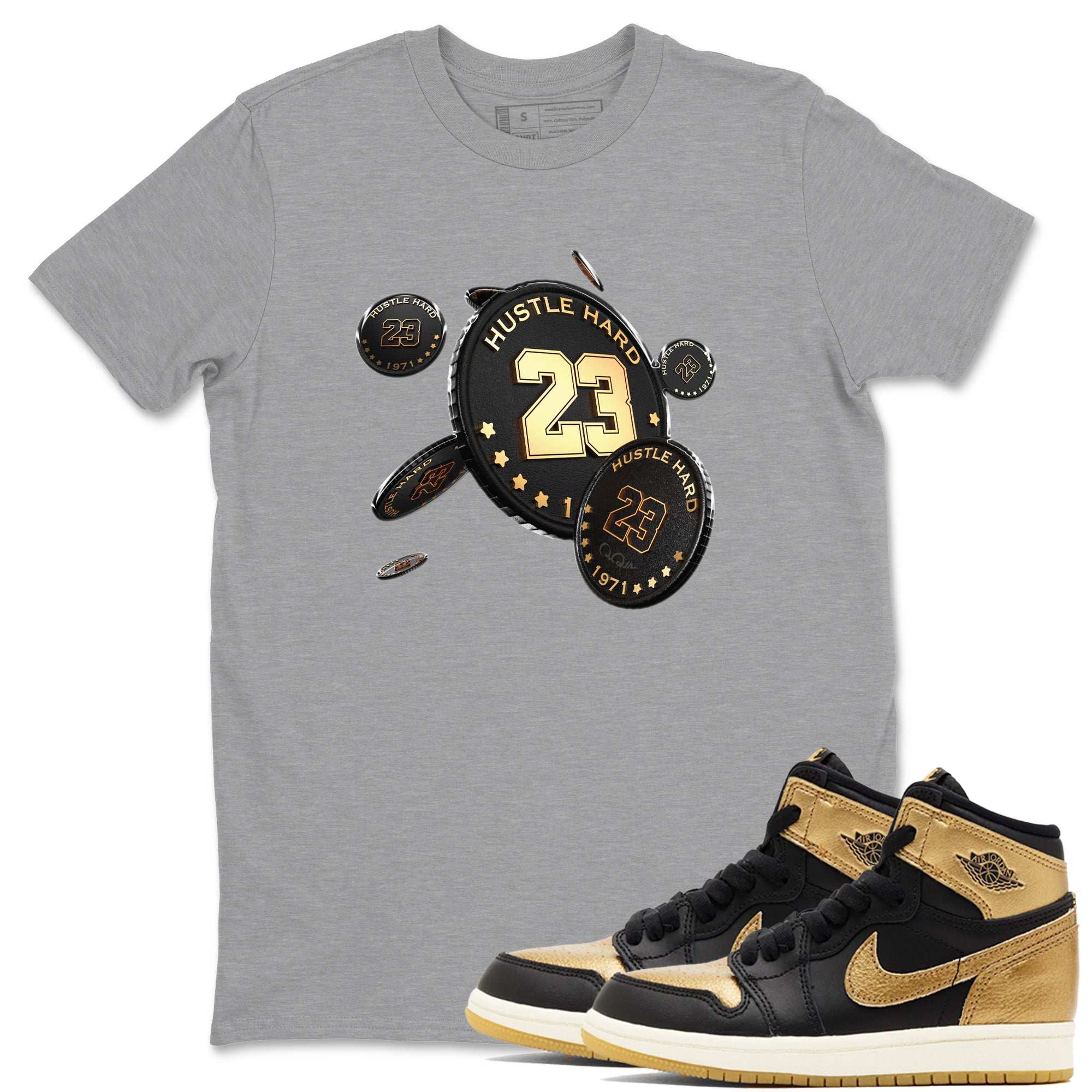 Coin Drop snkmatch Tees - Air Jordan 1 Black Metallic Gold