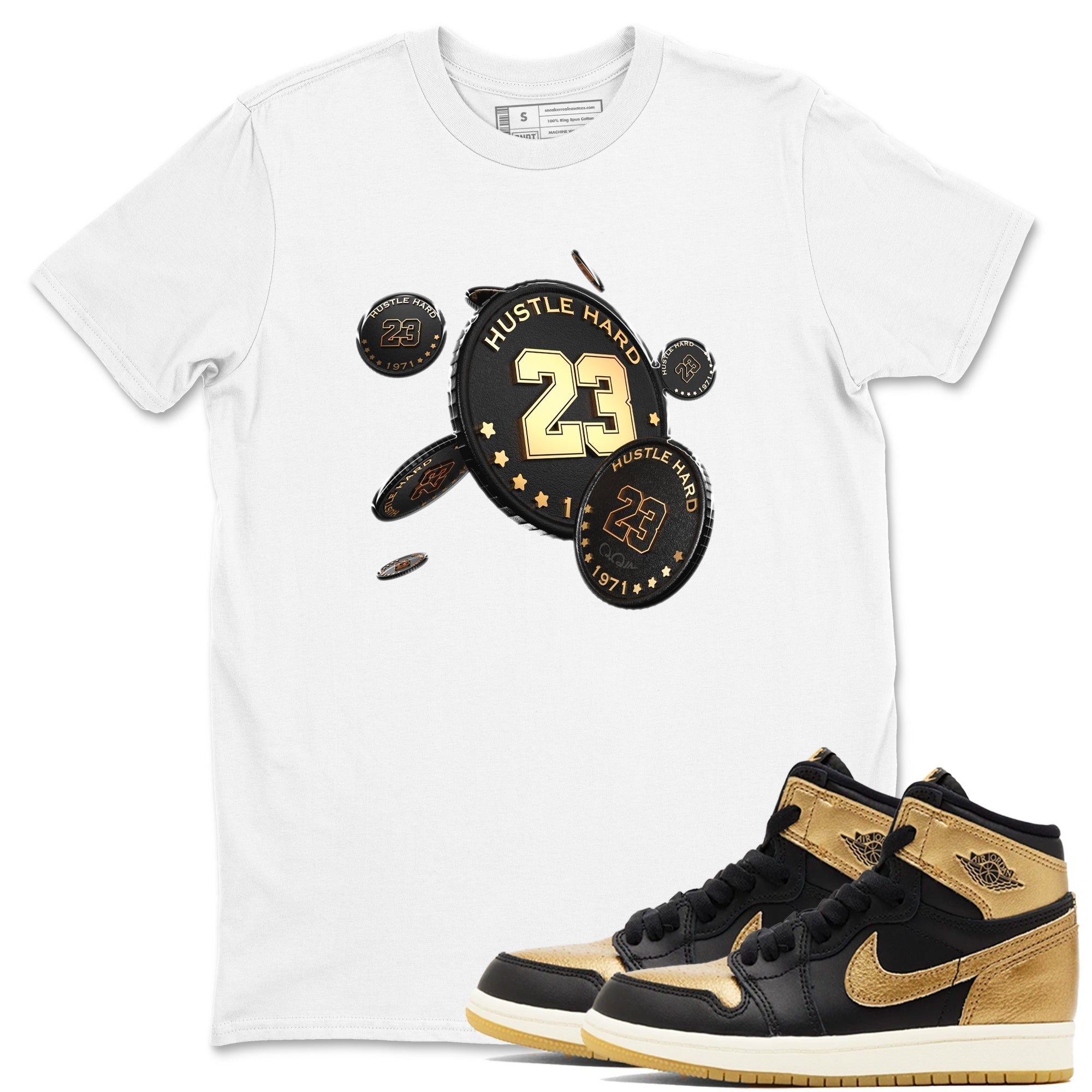 Coin Drop snkmatch Tees - Air Jordan 1 Black Metallic Gold